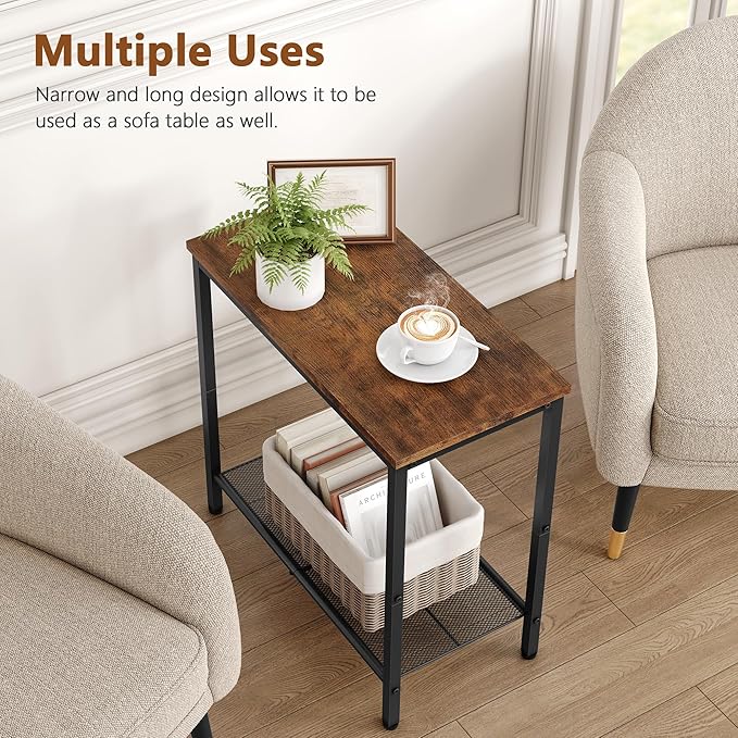 Hoctieon 2 Tier End Table, Sofa Side Table, Narrow Side Table - Image 4