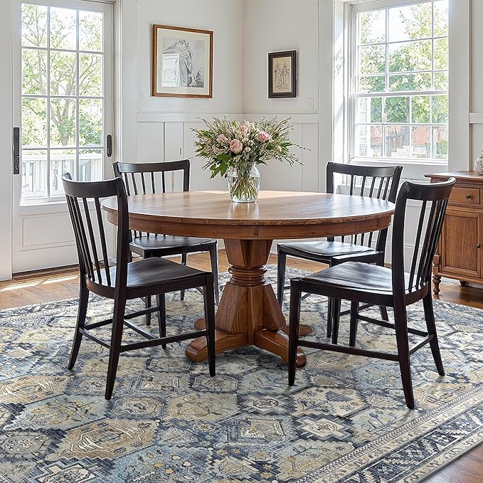 GENIMO 9x12 Area Rugs for Living Room, Machine Washable Non Slip Vintage Rugs - Image 3