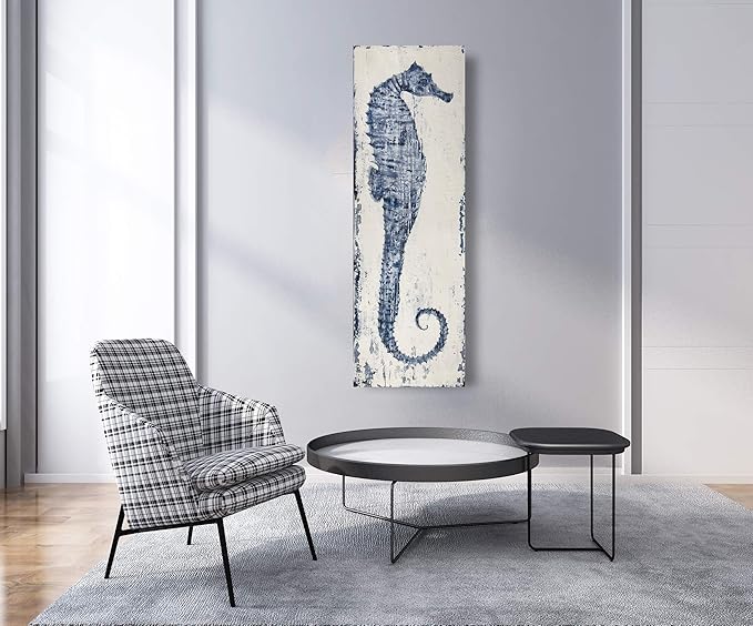 Yihui Arts Seahorse Wall Art Hand Painted Costal Paintings Blue Pictures Canvas - Image 7