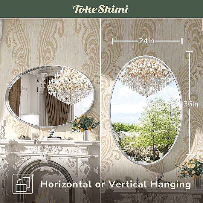 TokeShimi Oval Mirrors for Wall Decor 24x36 Inch - Image 7