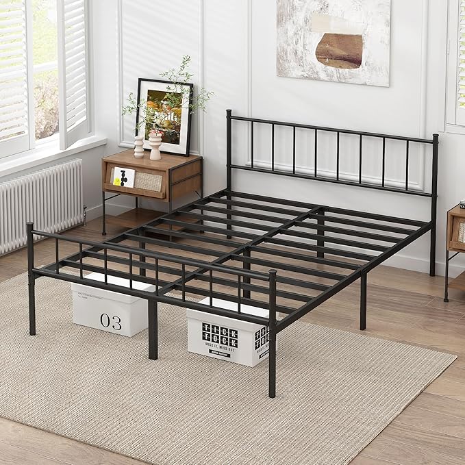 Queen Bed Frame-Classic Metal Platform Bed Frame, Mattress Foundation - Image 5