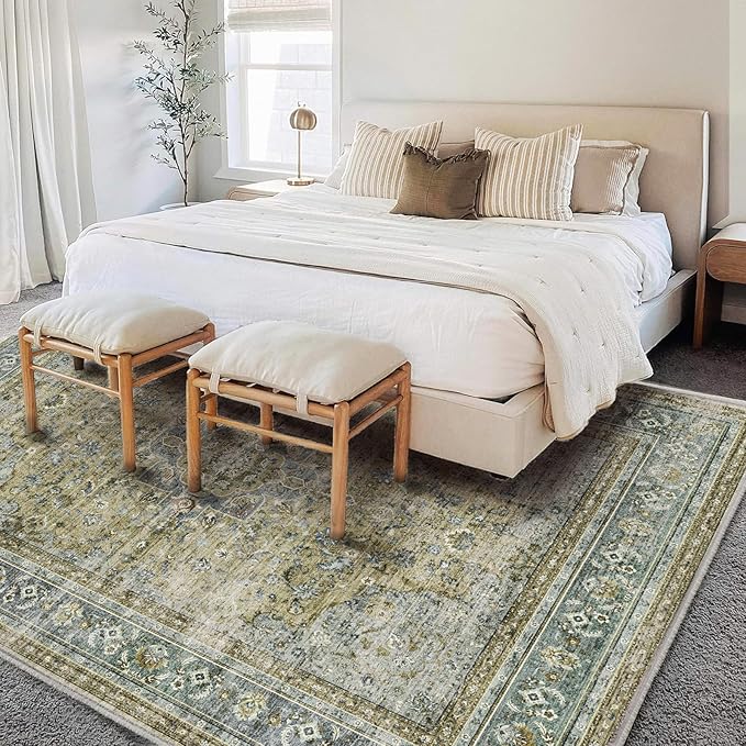 Area Rug 6'x9' Washable Vintage Traditional Floor Cover Thin Retro Kitchen - Image 3