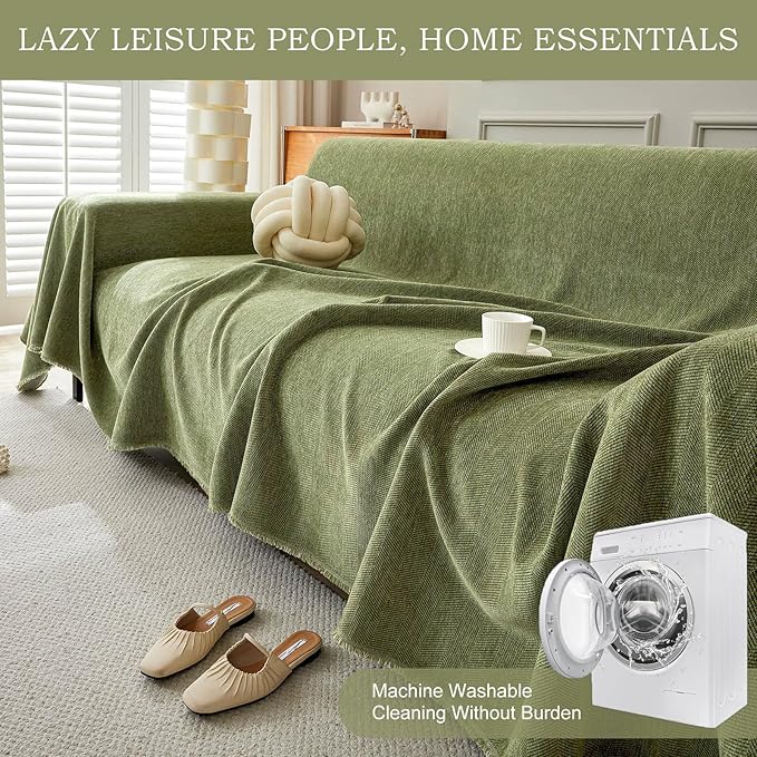 STACYPIK Christmas Breathable Matcha Green Couch Covers Minimalist Sofa Cover - Image 7