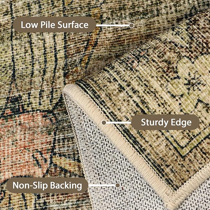 GENIMO 8x10 Area Rugs for Living Room, Machine Washable Non Slip Vintage Rugs - Image 7