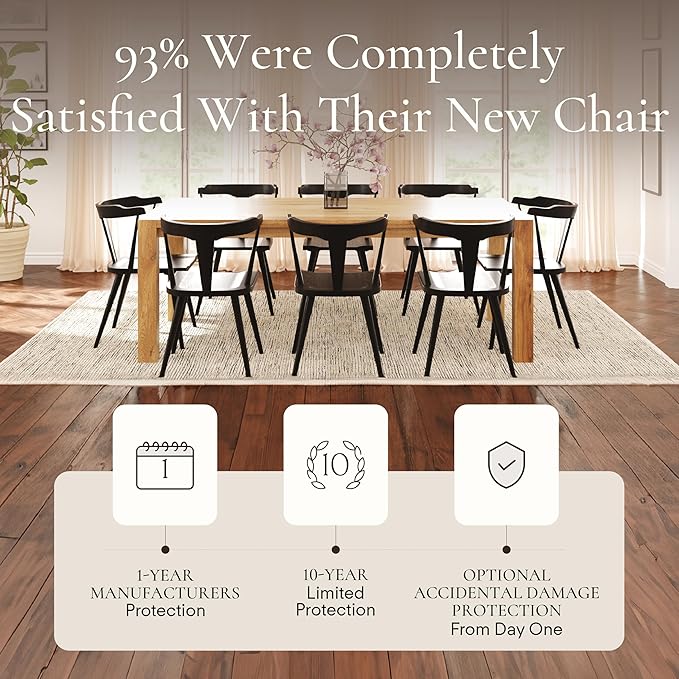 POLY & BARK Mid Century Modern Enzo Black Dining Chair – Solid Oak Wood Splat - Image 8