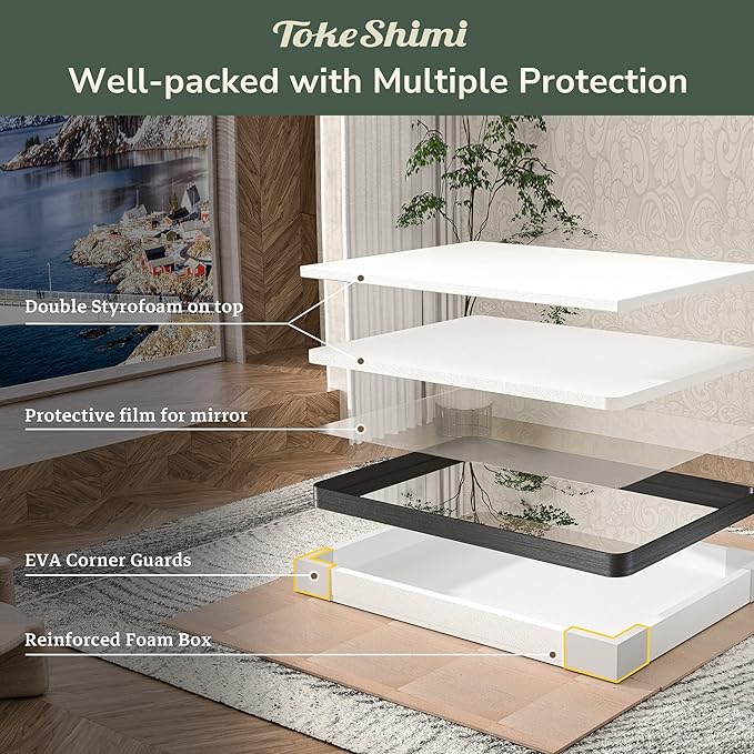 TokeShimi 48 x 36 Inch Black Bathroom Vanity Mirror - Image 8