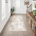 2x6 Washable Runner Rug Beige Grey Neutral Abstract Hallway Kitchen Living Room by WondRg