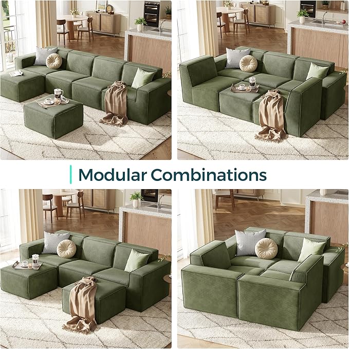 LINSY HOME Modular Sectional Sofa, Corduroy Sectional Cloud Couches - Image 6