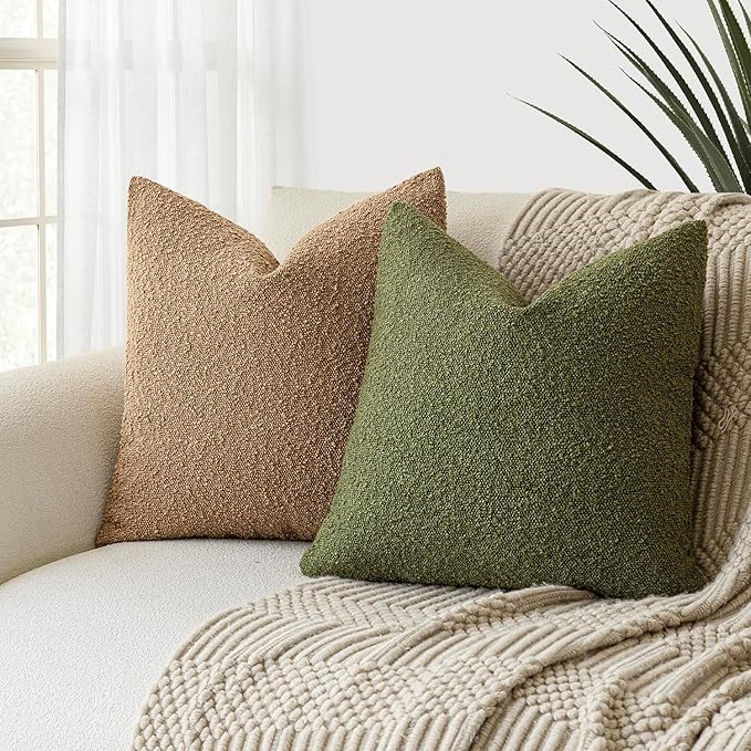 Foindtower Pack of 2 Modern Textured Boucle Throw Pillow Covers Accent Solid - Image 5