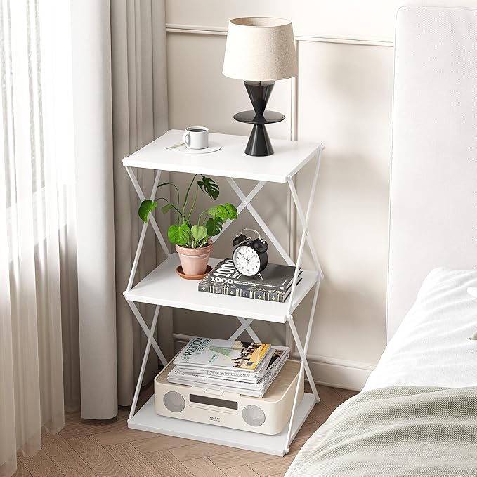 3-Tier End Table Set of 2 Small Side Table Tall Bedside Night Stand - Image 6