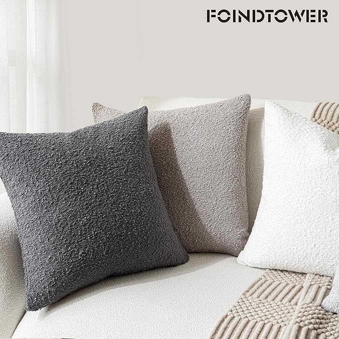 Foindtower Pack of 2, Decorative Textured Boucle Throw Pillow Covers Accent - Image 4