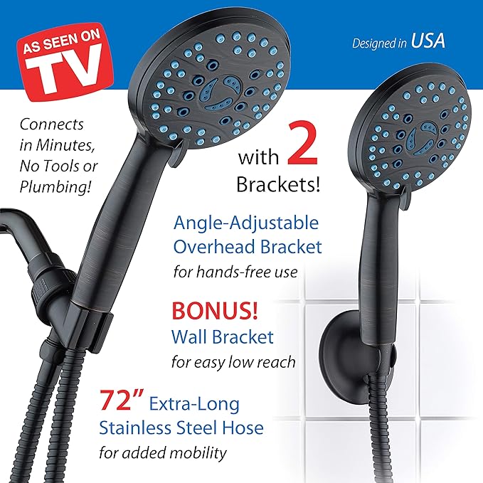 Hotel Spa AquaCare High Pressure 8-mode Handheld Shower Head, Anti-clog Nozzles - Image 8