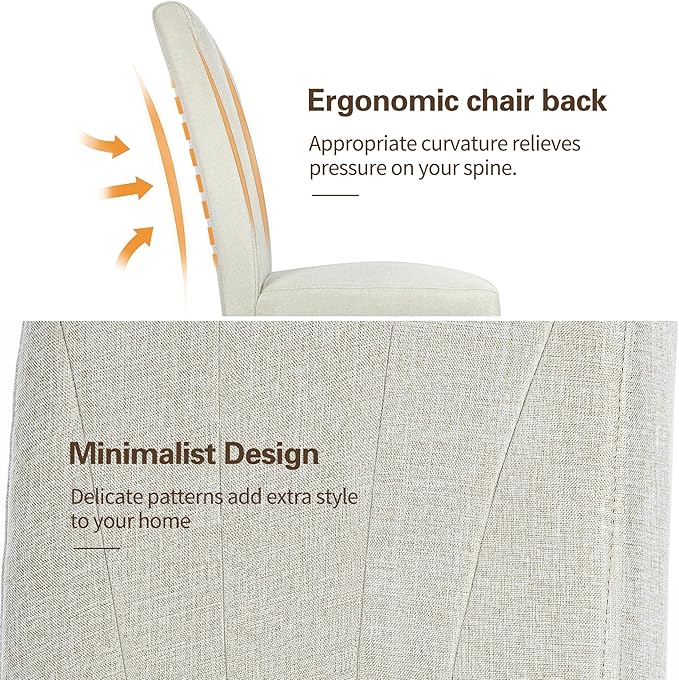 VECELO Upholstered Dining Chairs Set of 4, Modern Fabric and High Back & Solid - Image 4