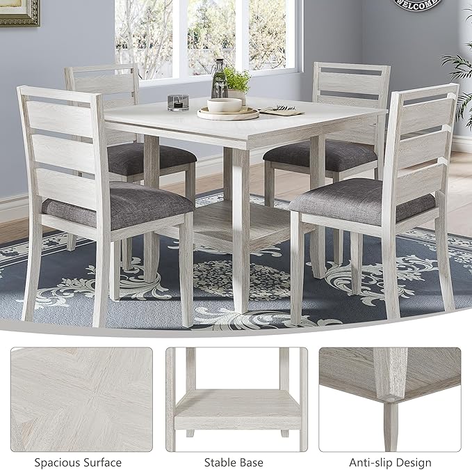 5-Piece Solid Wood Dining Table Set - Image 3