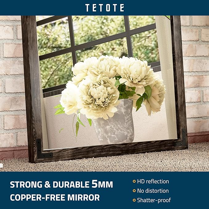 TETOTE 72 x 36 Black Wood Mirror - Image 5