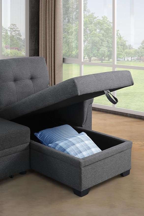 Ball & Cast L-Shape Reversible Sectional Sleeper Sofa Bed 4 in 1 Pull Out Couch - Image 10