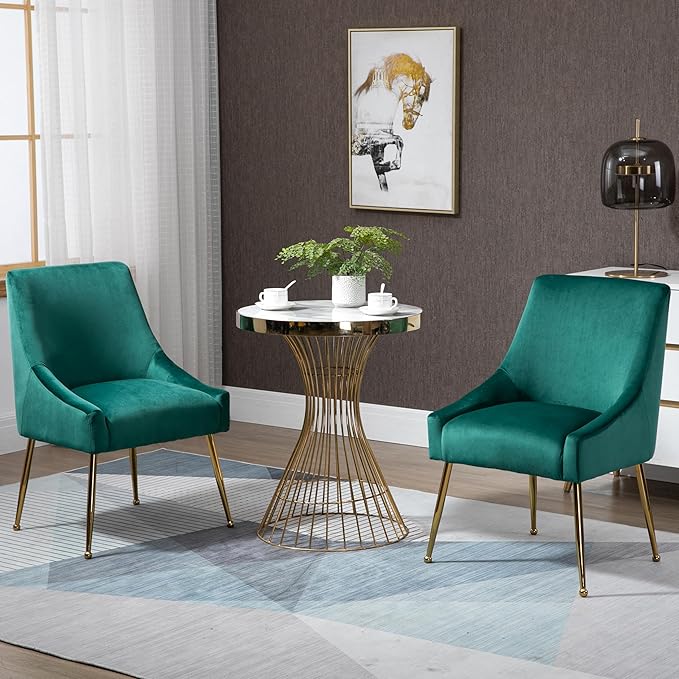 Modern Velvet Dining Chairs Set of 6, Contemporary Upholstered Furniture - Image 6