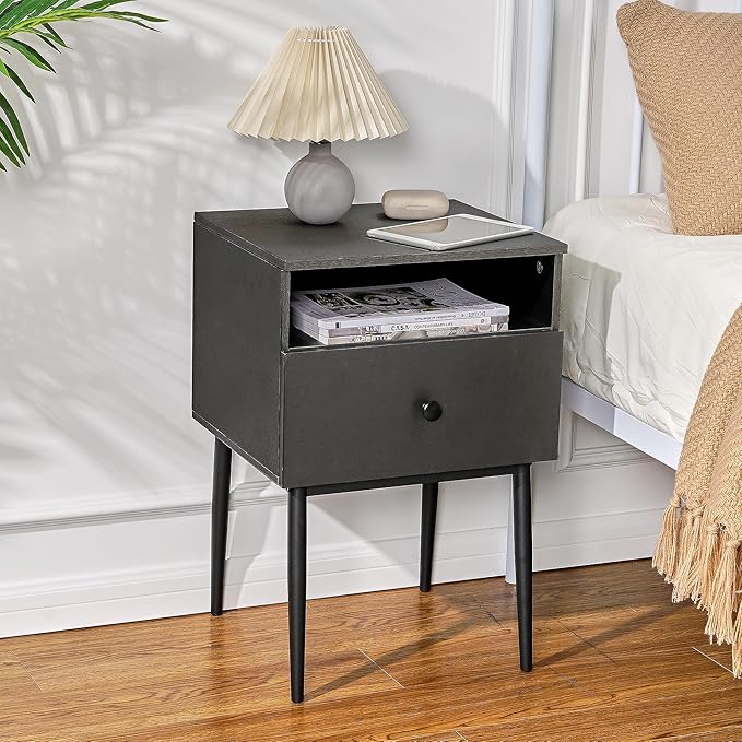 VECELO Modern Wood Night Stand, Square End Table Side Table - Image 6