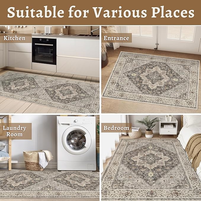 Tangsoo Washable Rug 4x6 Area Rug, Vintage Rug Indoor - Image 8