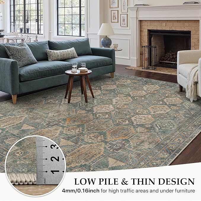 GENIMO 5x7 Area Rugs for Living Room, Machine Washable Non Slip Vintage Rugs - Image 7