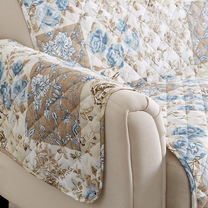 Great Bay Home Reversible Floral Patchwork Furniture Protector Scalloped Edge - Image 4