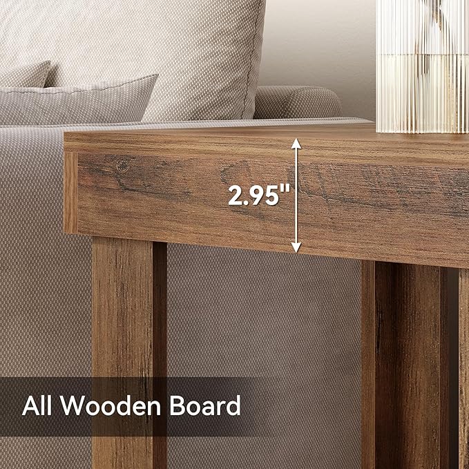 LITTLE TREE End Table Set of 2, All Wooden 2-Tier Square Side Table - Image 3