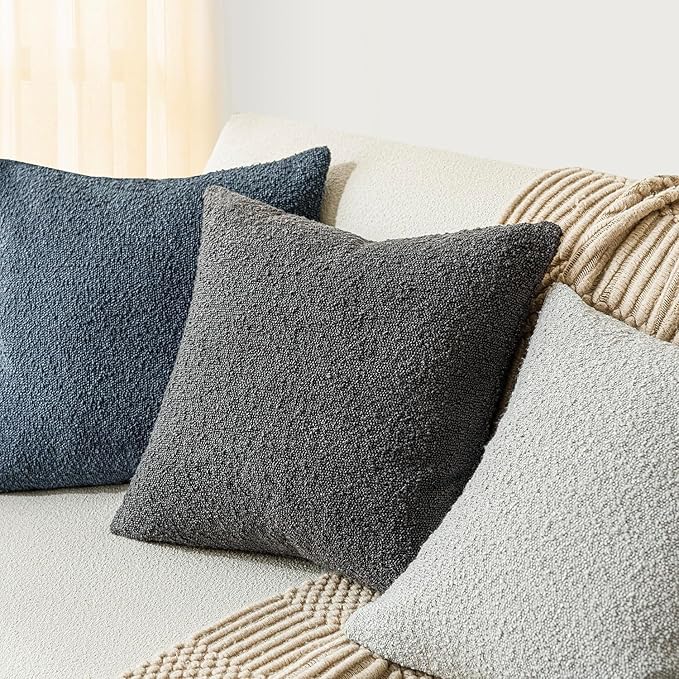 Foindtower Pack of 2 Textured Boucle Throw Pillow Covers Accent Solid - Image 4