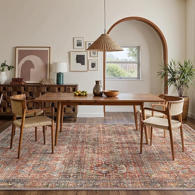 GENIMO 9x12 Area Rugs for Living Room, Machine Washable Non Slip Vintage Rugs - Image 3