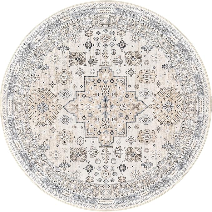 zesthome 9ft Round Rugs for Living Room, Non-Slip Washable Round Area Rugs - Image 2