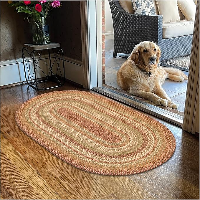 Homespice 20x30” Brown Oval Braided Rug. Harvest Brown Jute Oval Rug. Uses- by Homespice