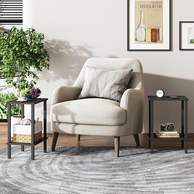 TUTOTAK End Table, Side Table, Nightstand, 2-Tier Storage Shelf, Sofa Side Table - Image 8