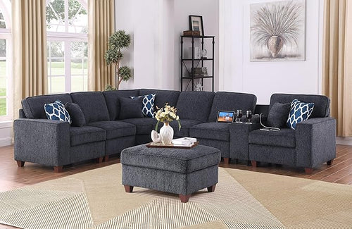 127" L-Shaped Sectional Couch by Unknown