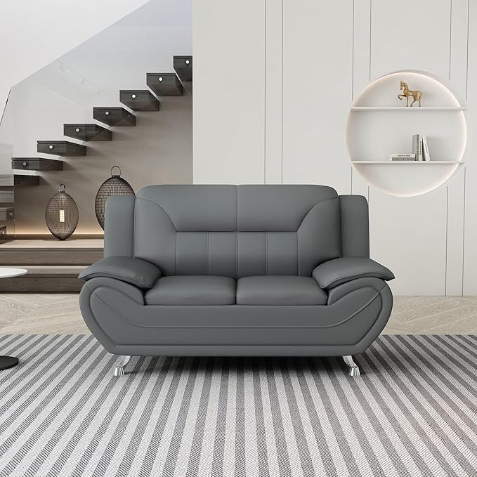 Container Furniture Direct Michael Modern Faux Leather Upholstered Stainless - Image 9