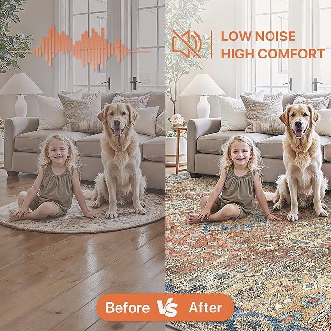 GENIMO 10x12 Area Rugs for Living Room, Machine Washable Non Slip Vintage Rugs - Image 6