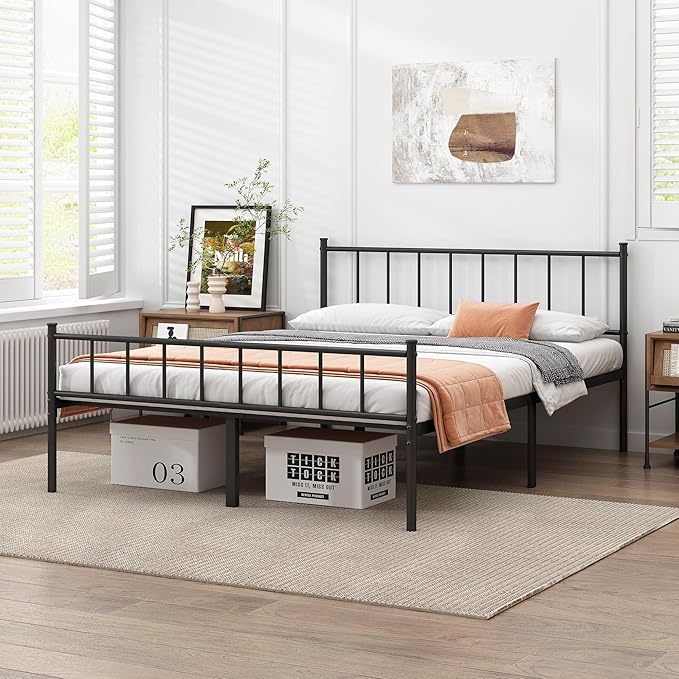 Full Bed Frame-Classic Metal Platform Bed Frame, Mattress Foundation - Image 3