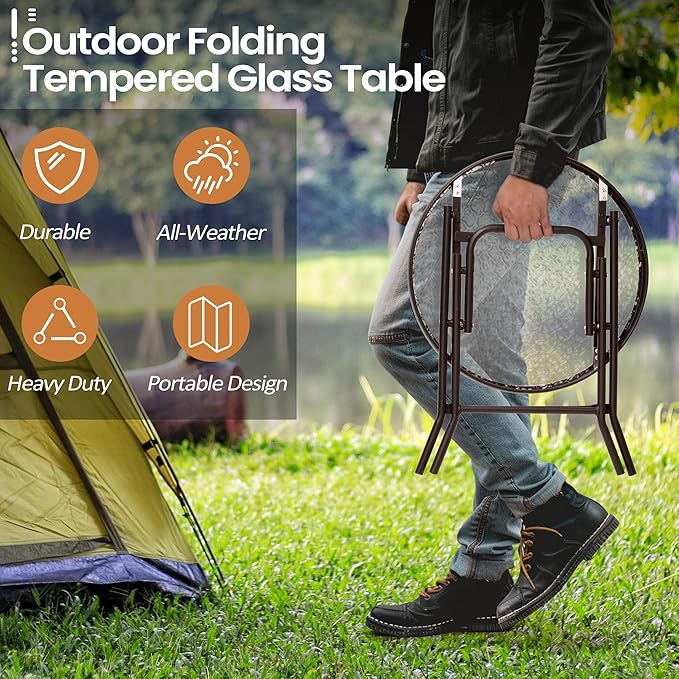 Foldable Patio Side Table Set of 2 - Image 3