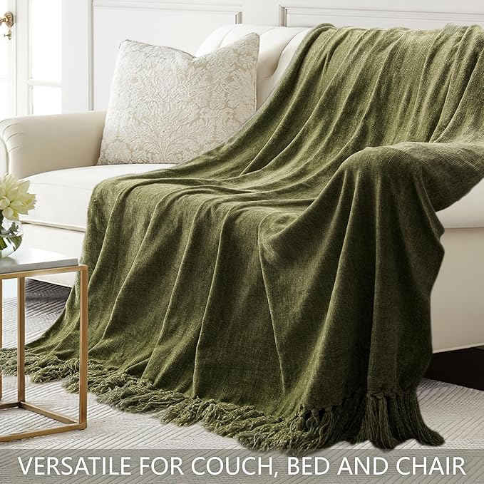 Chenille Throw Blanket for Couch 50"X 60", Soft Cozy Throws - Image 4
