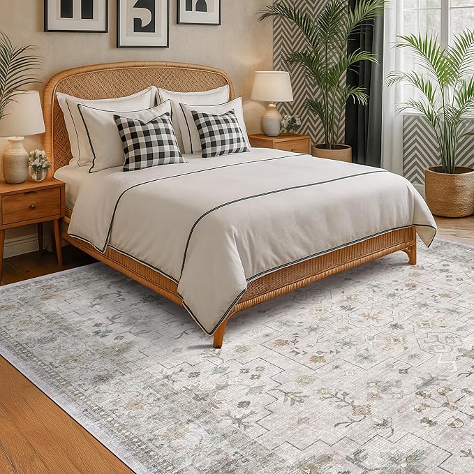 Boho Light Grey Living Room Rug 8x10 - Image 3