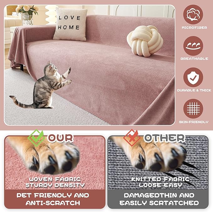 MYSKY HOME Pink Sofa Cover Couch Covers - Image 2