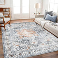 Area Rug 4x6 Washable Vintage Cover Foldable Thin Retro Accent Indoor by CHAMPLANT
