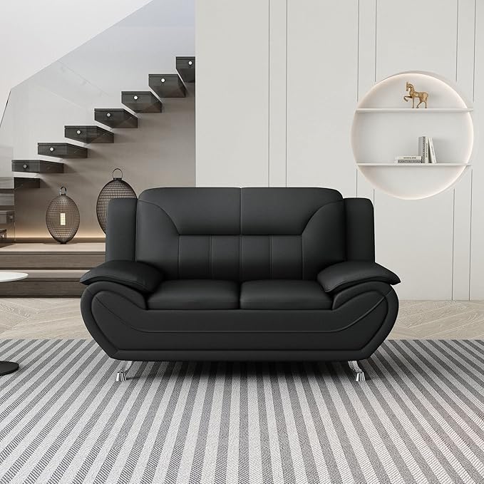 Container Furniture Direct Michael Modern Faux Leather Upholstered Stainless - Image 19