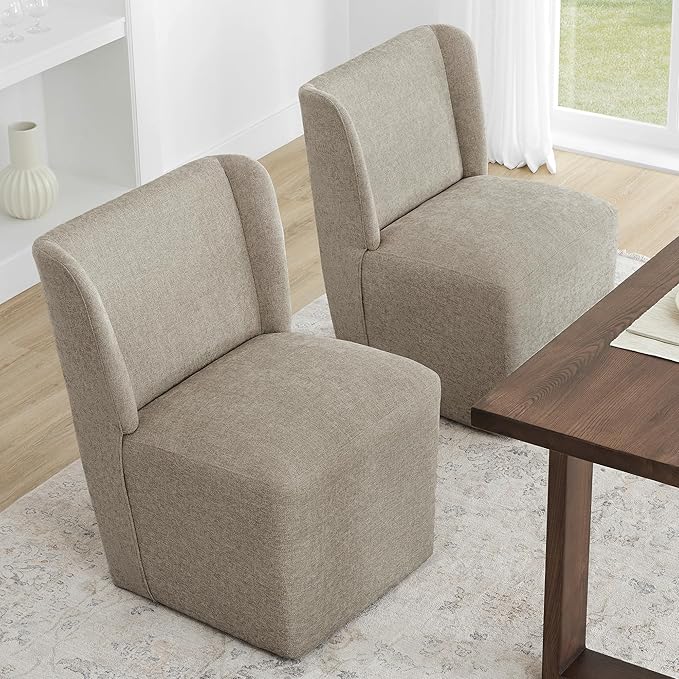 Dining Chairs with Casters Require Assembly Upholstered Wingback Single Sofa - Image 2
