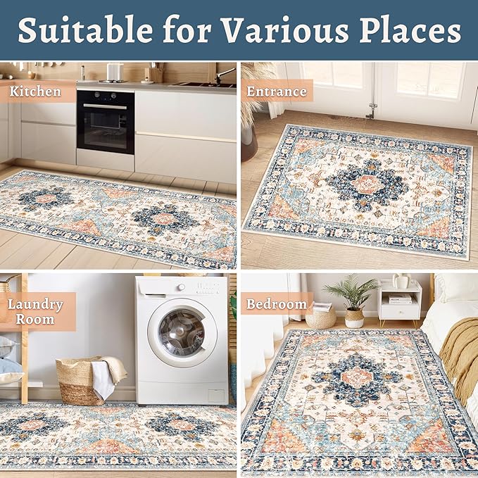 Tangsoo 8x10 Area Rug for Living Room, Washable Vintage Indoor Non Slip Large - Image 7