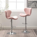 Roundhill Furniture Ellston Velvet Adjustable Swivel Barstools in Pink by RoundhillFurniture