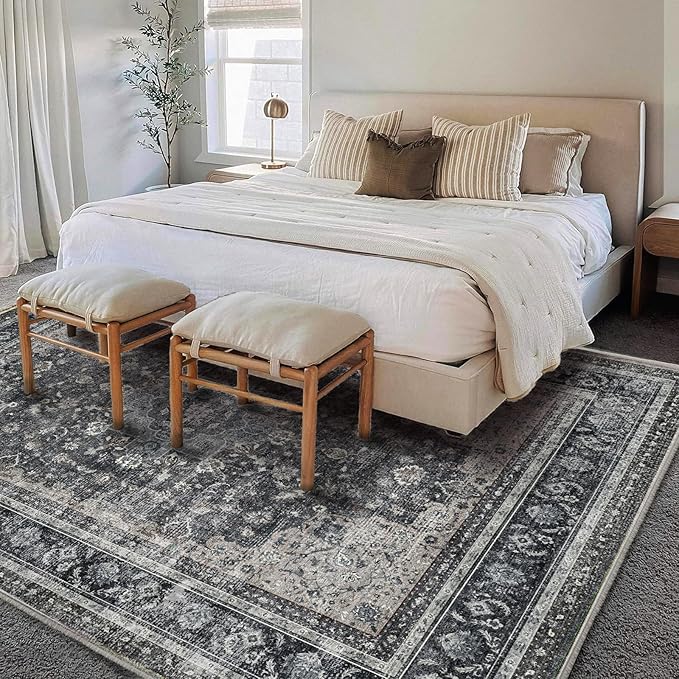 Area Rug 6'x9' Washable Vintage Traditional Floor Cover Thin Retro Kitchen - Image 2