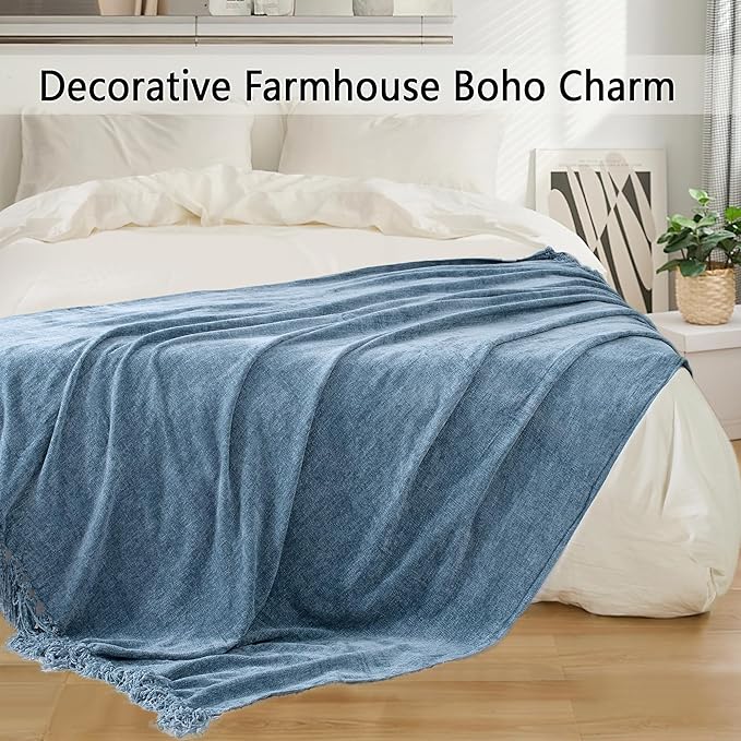 Chenille Throw Blanket for Couch 60"X 80" Twin, Soft Cozy Throws - Image 5