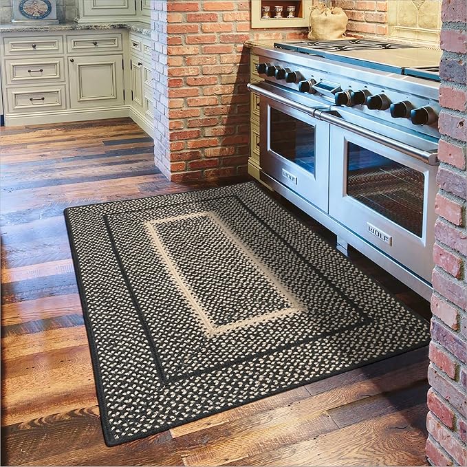 Manchester Black Small Braided Rug, 27x45 Rectangle by Homespice