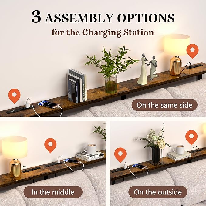 GRLEAF 78" Sofa Table with Built-in Power Strip – 4.9ft Power Cord, Metal Frame - Image 4