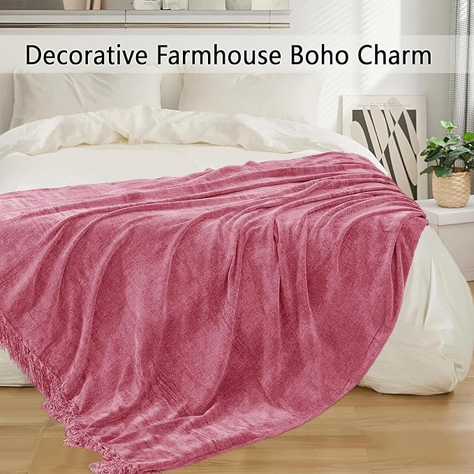 Chenille Throw Blanket for Couch 60"X 80" Twin, Soft Cozy Throws - Image 5