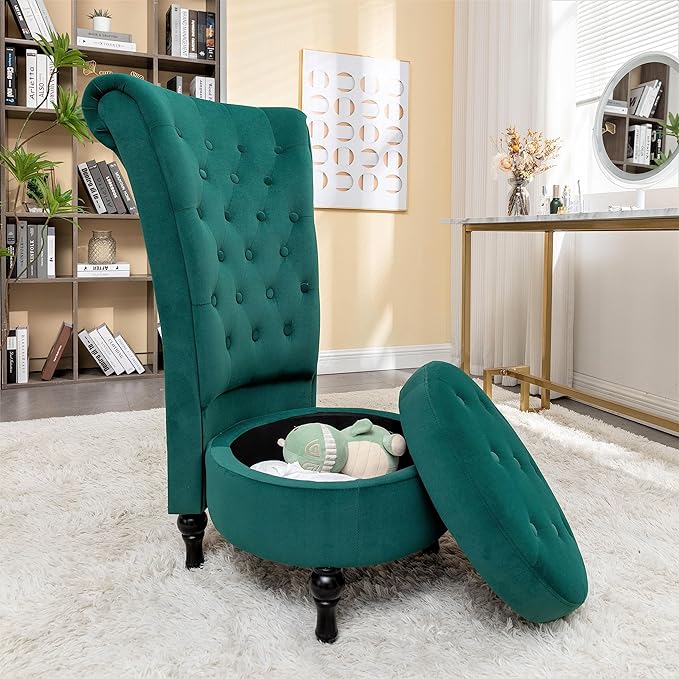 Container Furniture Direct Royal High-Back Velvet Accent Chair - Image 4